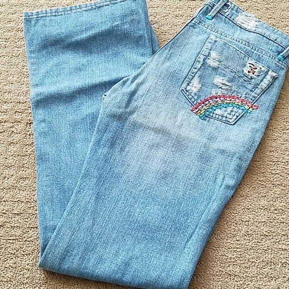 rainbow embroidered jeans